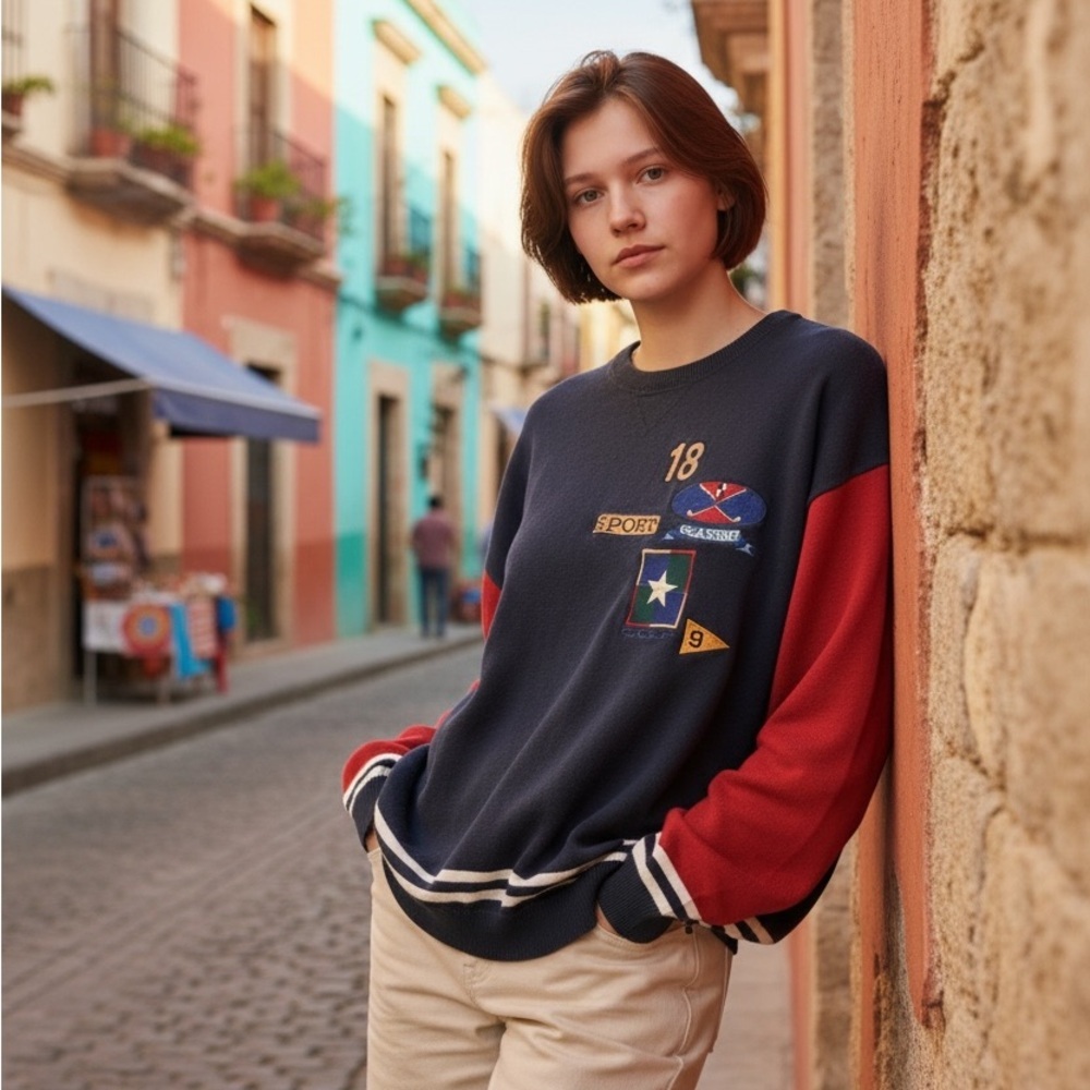 Vintage Cotton Traders Navy Golf Knit Pullover